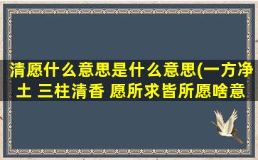 清愿什么意思是什么意思(一方净土 三柱清香 愿所求皆所愿啥意思)